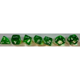 Translucent Polyhedral Green/white 7-Die Set