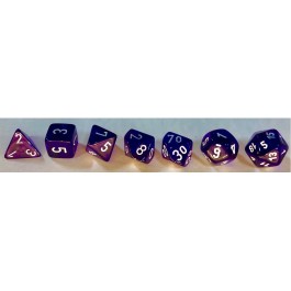 Translucent Polyhedral Purple/white 7-Die Set