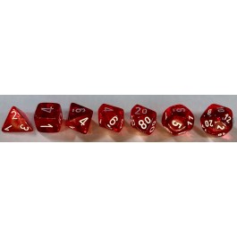 Translucent Polyhedral Red/white 7-Die Set