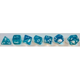 Translucent Polyhedral Teal/white 7-Die Set