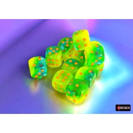 Chessex Gemini Plasma Green-Teal/Orange 16mm D6 Dice Cube