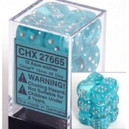 Chessex: Cirrus Aqua/Silver 16Mm D6 Dice Block