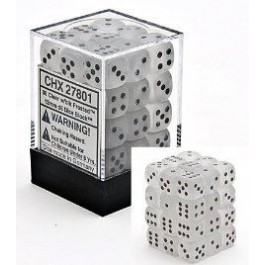 Chessex: Frosted Clear/Black 12mm D6 Dice Block
