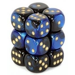 Chessex: Gemini Black-Blue/Gold 16Mm D6 Dice Block