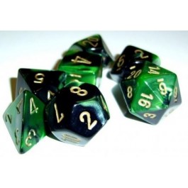 Chessex: Gemini Black-Green/Gold 7-Die Set