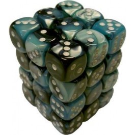 Chessex: Gemini Black-Shell/White 12Mm D6 Dice Block