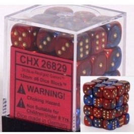 Chessex: Gemini Blue-Red/Gold 12mm D6 Dice Block
