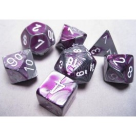 Chessex: Gemini Purple-Steel/White 7-Die Set