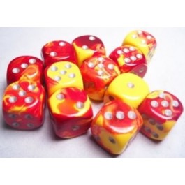 Chessex: Gemini Red-Yellow/Silver 16Mm D6 Dice Block