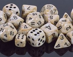 Chessex: Marble Ivory/Black 7-Die Set
