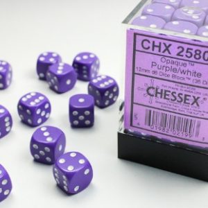 Chessex: Opaque 12Mm D6 Purple/White Dice Block