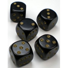 Chessex: Opaque Black/Gold 12Mm D6