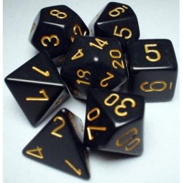 Chessex: Opaque Black/Gold 7-Die Set