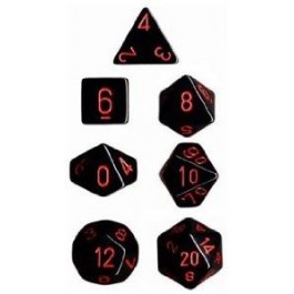 Chessex: Opaque Black/Red 7-Die Set
