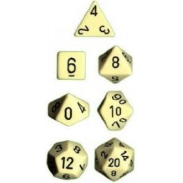 Chessex: Opaque Ivory/Black 7-Die Set