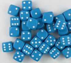 Chessex: Opaque Light Blue/White 12mm D6 Dice