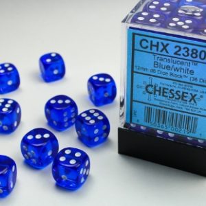 Chessex: Translucent Blue/White 12mm D6 Dice Block