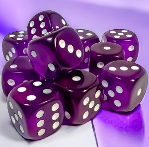 Chessex: Translucent Purple/White 16mm D6 Dice