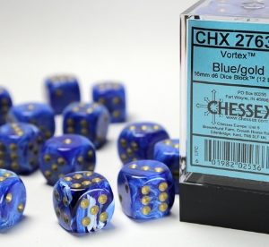 Chessex: Vortex Blue/Gold 16mm D6 Dice