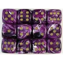 Chessex: Vortex Purple/Gold 12mm D6 Dice