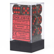 Translucent Smoke/Red 16Mm D6 Cube