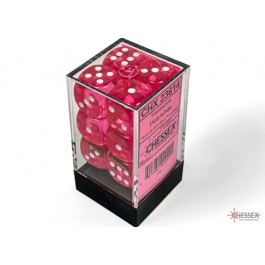 Translucent Pink/White 16MM D6 Cube