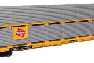 WalthersMainline 89' Flatcar w/Bi-Level Shielded Auto Rack - Ready to Run, Milwaukee Road Rack / Trailer-Train Flatcar TTBX #941689