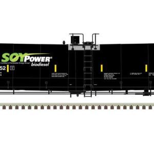 Atlas Model Railroad Co. Trinity 25,500-Gallon Tank Car - Ready to Run, Soy Power Bio Fuels GATX #30829 (black, blue, green, white)