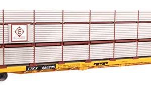 WalthersMainline 89' Flatcar w/Tri-Level Shielded Auto Rack - Ready to Run, Erie Lackawanna #850205, TTKX Flatcar (yellow)