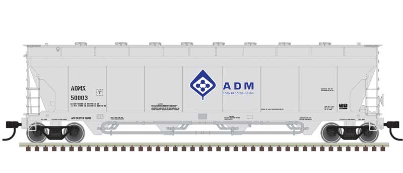 Atlas Model Railroad Co. Pressureaide Centerflow Covered Hopper - Ready to Run - Master(R), ADM #50076 (gray, blue, green, Leaf)