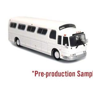 Iconic Replicas 1966 GM 4107 Motorcoach Bus - Assembled, Painted, Unlettered (silver, white)