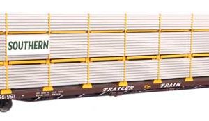 WalthersMainline 89' Flatcar w/Tri-Level Shielded Auto Rack - Ready to Run, Southern #961991