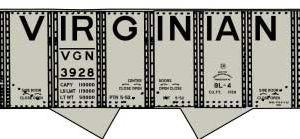 Accurail Inc USRA 55-Ton 2-Bay Open Hopper - Kit, Virginian (class BL-4, gray, black, Billboard Lettering)