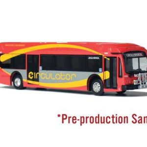 Iconic Replicas Proterra ZX-5 Bus - Assembled, Washington DC Circulator (red, yellow, gray)