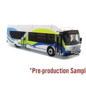 Iconic Replicas New Flyer Xcelsior XN40 Bus - Assembled, Foothill Transit (white, blue, yellow)