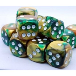 Chessex: Gemini Gold/Green 16Mm D6 Dice Block