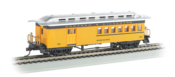 Bachmann Industries 1860 - 1880 Wood Combine - Ready to Run - Silver Series(R) -- Durango & Silverton #213 "Home Ranch" (yellow, black, silver)