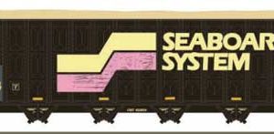 Trainworx Inc Greenville 7000-Cubic Foot Wood Chip Hopper - Ready to Run, Seaboard System CSXT #433928 (Patched, black, yellow, red), (Pre-Order)