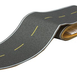 Walthers SceneMaster Flexible Self-Adhesive Paved Roadway, Modern Highways (yellow dashed centerline, white edge markings)