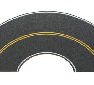Walthers SceneMaster Flexible Self-Adhesive Paved Roadway, Vintage and Modern Curves (solid double yellow centerline, white edge marks)