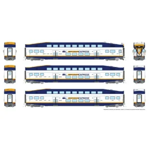 Rapido HO Bi-Level Commuter Car: West Coast Express: Set #3 (Cab: 109 Coaches: 402, 406) Pre-Order