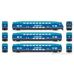 HO CEM BiLevel Commuter Car: Coaster - Modern: Set #2 (Cab: 423 Coaches: 42104, 42107)