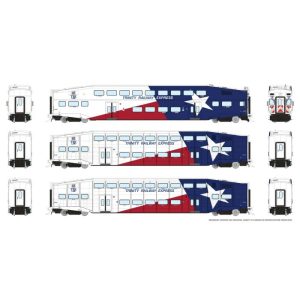 Rapido HO Bi-Level Commuter Car: TRE: Set #3 (Cab: 1004 Coaches: 1050, 1056) Pre-Order