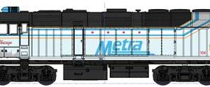 Kato USA Inc EMD F40PH Commuter Version - DCC, Metra #104 City of Chicago (Commemorative Scheme, white, black, light blue)